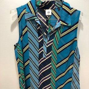 CAbi Multi Colored Ascot Sleeveless Top